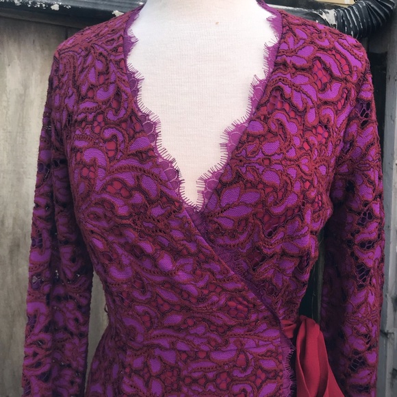 Diane Von furstenberg lace wrap dress Sz 10 EUC - Picture 7 of 9
